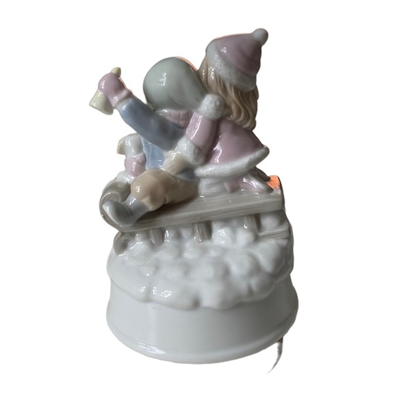 “Let It Snow” Summit Collection Musical Rotating Ceramic Christmas Sledding - Picture 5 of 9